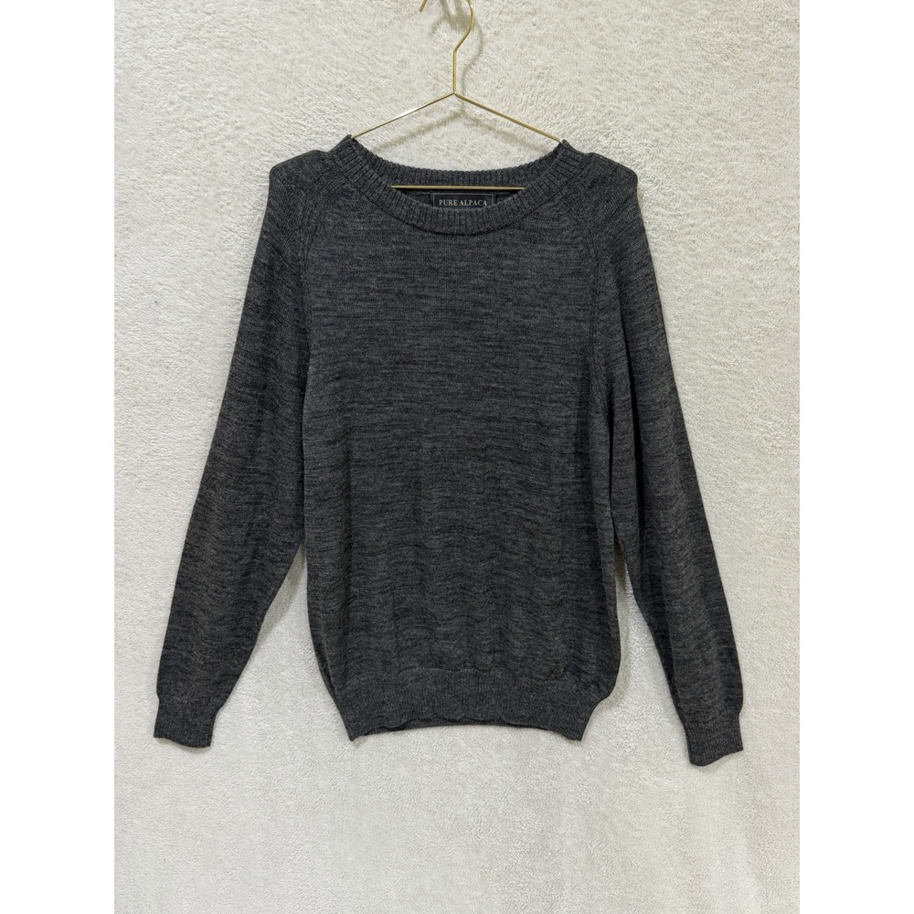 NWT Pure Alpaca Mens 100% Baby Alpaca Crewneck Sweater Charcoal Large Classic